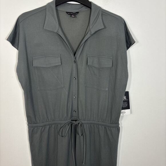 Rock & Republic Pant Suit Jumpsuit XXL Grey Desert Sand Cuffed Drawstring Waist - Picture 15 of 15